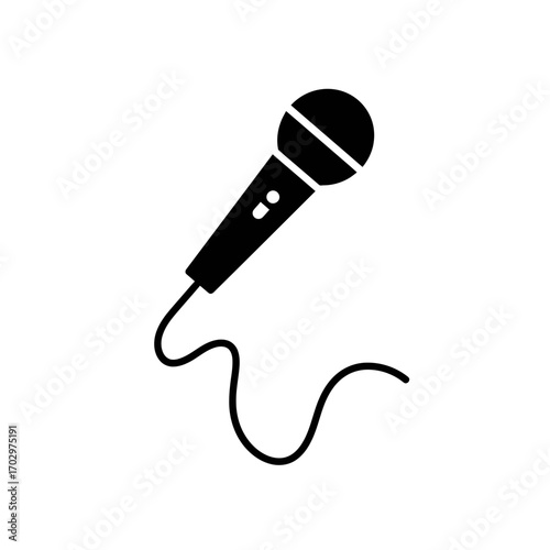 "Microphone Silhouette Vector for Music and Podcast Design"