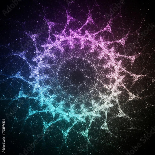 Cosmic Fractal Network Mandala with Gradient Light abstract Vector background Art