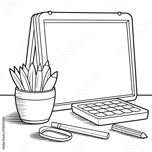 A drawing board illustration vector style coloring page