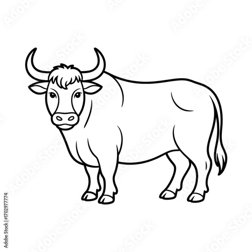 A ox illustration vector style coloring page