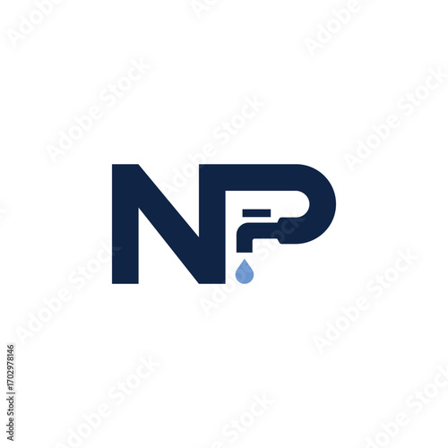 Modern NP Plumbing Letter Logo