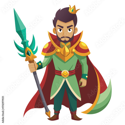 Determined Prince Fighter with Jade Scimitar