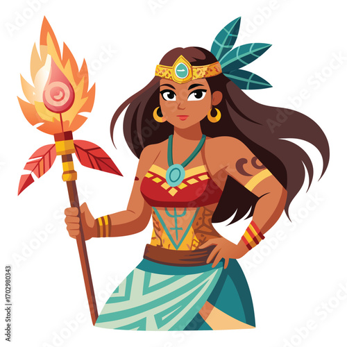 Polynesian Warrior Princess with Sacred Taiaha