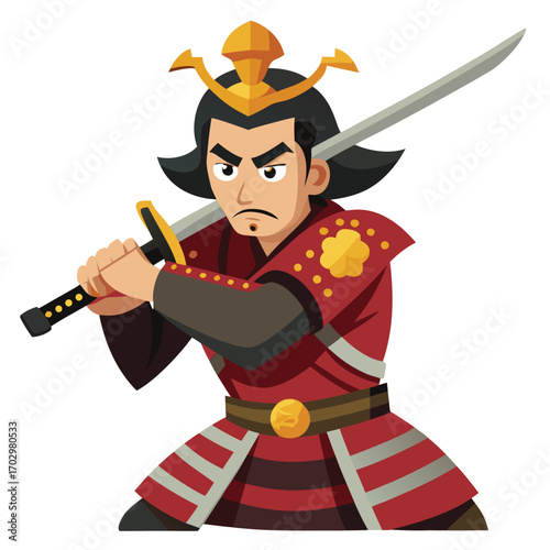 Samurai Prince Warrior with Japanese Katana