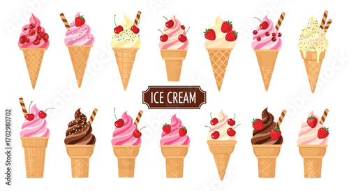 Delicious ice cream cones bursting with fruit and sprinkles perfect for summer treats