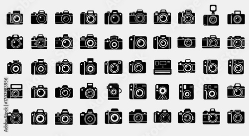 Camera Icons Set – Photography, DSLR, and Digital Camera Symbols