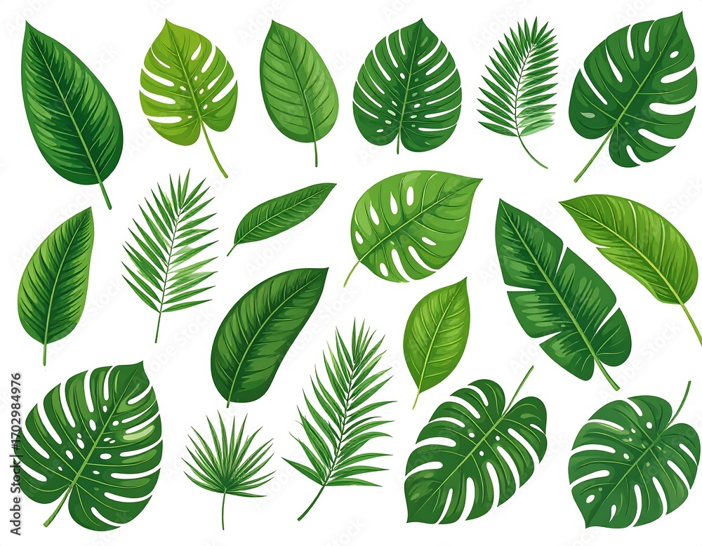 Obraz premium Tropical green leaves collection