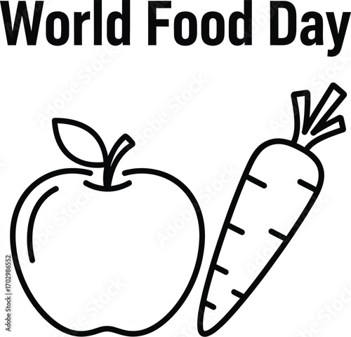 Vector illustration of an apple and carrot with text for World Food Day
