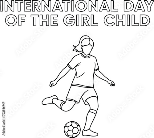 Vector illustration of a girl playing soccer symbolising International Day of the Girl Child
