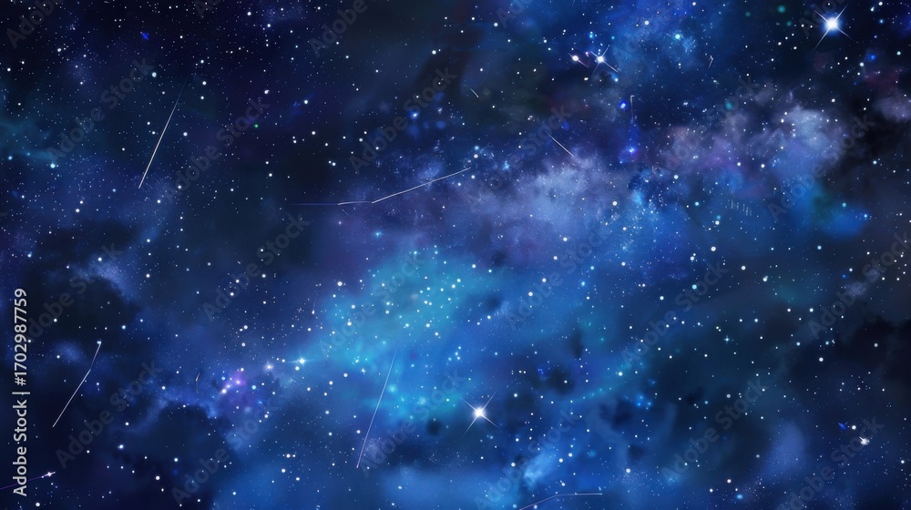 Fototapeta premium Starry Night Sky over Mountains: Abstract Illustration of Deep Space, Galaxies, Nebulas & Planets