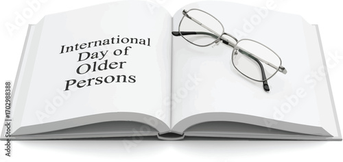 Vector art of open book with glasses for international day of older persons concept 