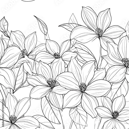 Wallpaper Mural Black and white floral pattern (1) Torontodigital.ca