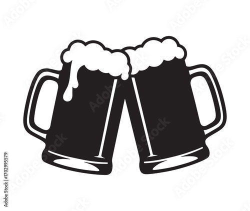 Cheers Beer Mugs - Toasting Silhouette