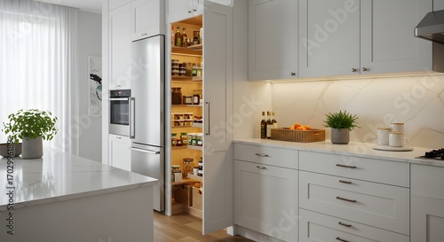 Elegant and spacious hotel lobby interior with a magnificent crystal chandelier and comfortable seating.