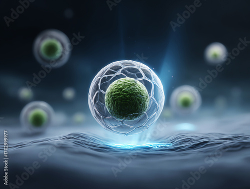 Floating cell microbe nucleus membrane bioluminescent nanoscopic fusion particle