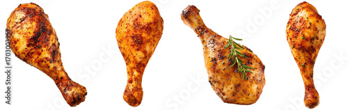 Grilled Chicken Drumsticks Isolated on Transparent Background