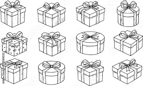 gift box line art style vector 