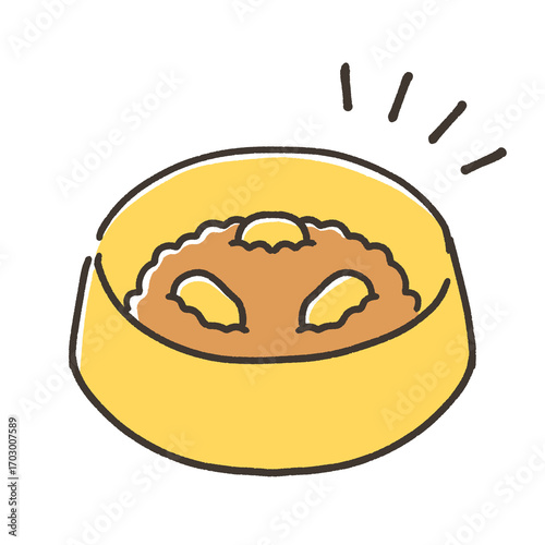 ペットの早食い防止のお皿とごはん