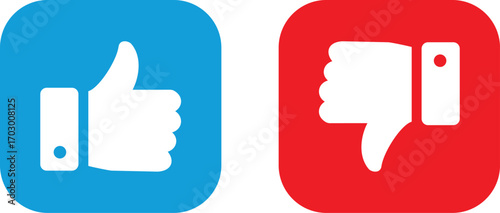 Thumbs up and thumbs down icons positive and negative feedback symbols social media interaction vector