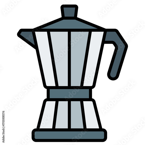 Coffee pot icon. Brewing jug symbol. Café drink and hot beverage collection. Filled Line Icon