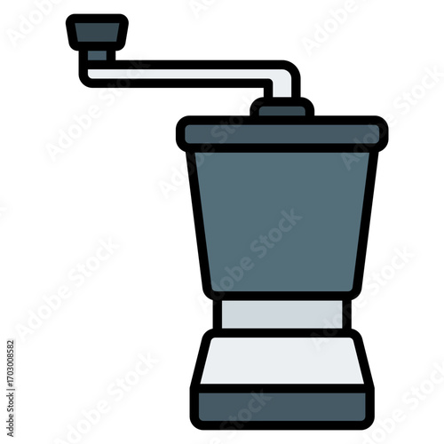 Coffee grinder icon. Bean grinding symbol. Espresso maker and café tool collection. Filled Line Icon