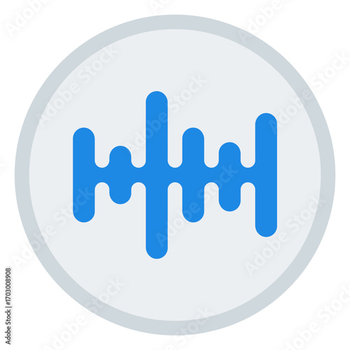 Audio waveform icon. Sound frequency symbol. Podcast signal and voice recording collection. Flat Icon