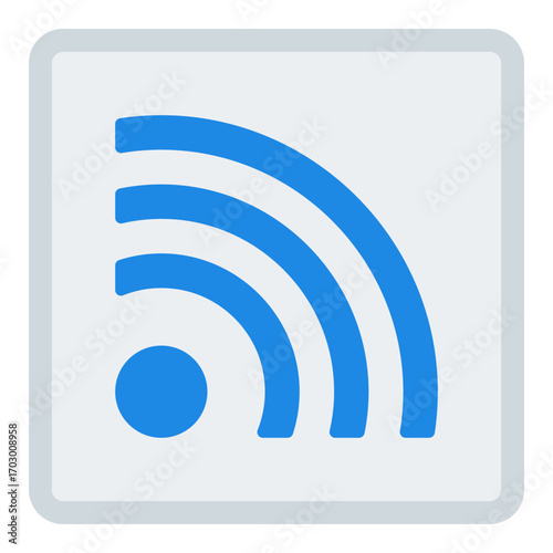 RSS icon. Feed symbol. Podcast subscription and news update collection. Flat Icon