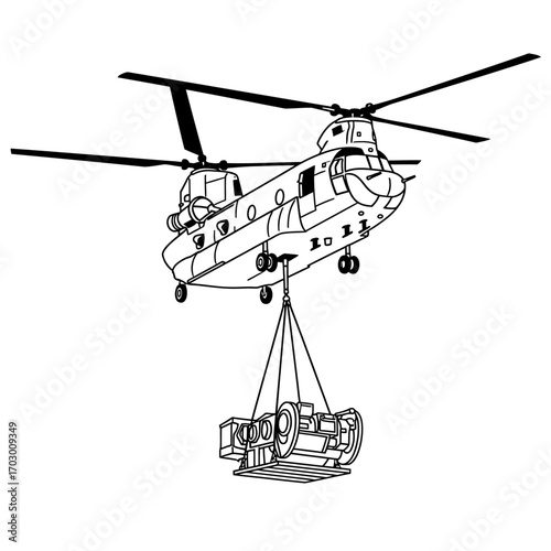Chinook Helicopter Lifting Load