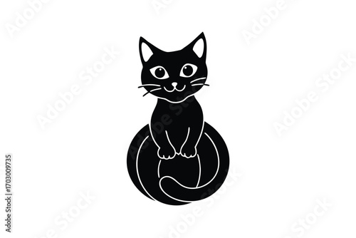 black and white cat vector illustration animal design icon