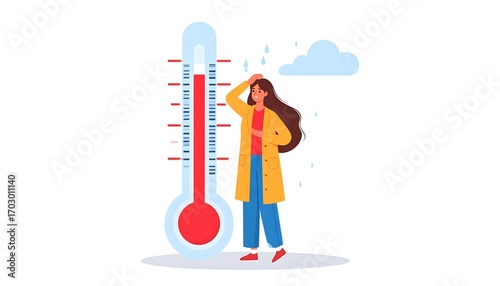 Woman feeling the heat in rain