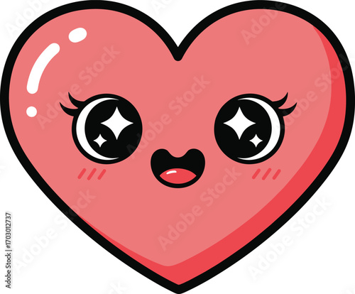 Cute Smiling Heart Cartoon Vector – Adorable Love Illustration