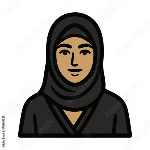 Female Muslim figure in traditional attire.