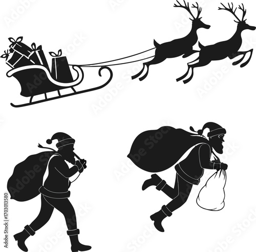 Santa claus with reindeer sleigh