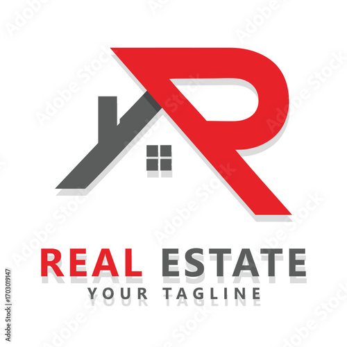 real estate logo in letter r concept