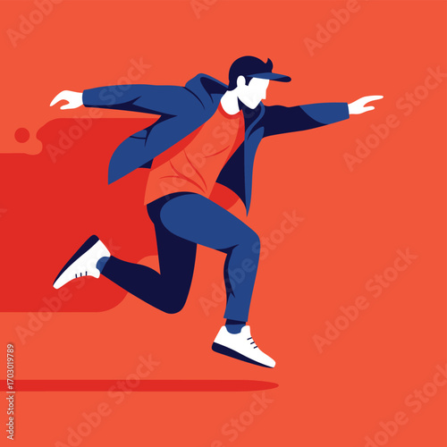 Dynamic Male Dancer in Motion	