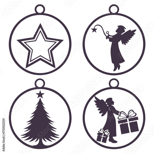 Christmas ornaments with angel and star