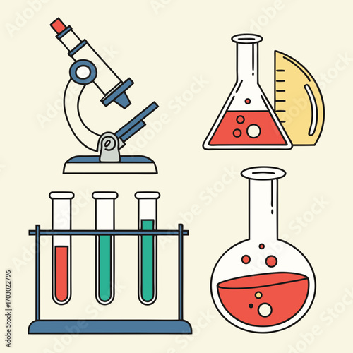 Science lab equipment vector illustration