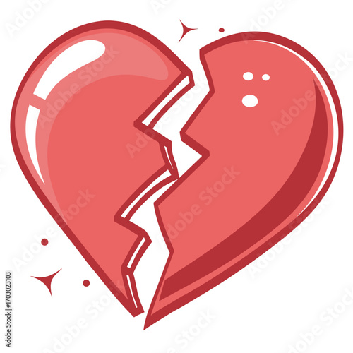 Expressive broken heart graphic conveys sadness, loss, and emotional pain, perfect for illustrations