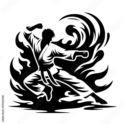 Silueta de movimientos de karate