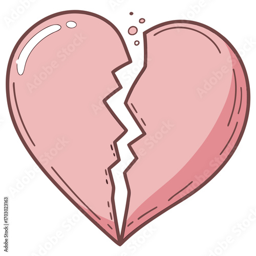 Heartbreak hurts, a pink broken heart symbolizing sadness, loss, and emotional pain for Valentine's