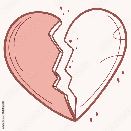 Heartbreak illustration conveying sadness, loss, and emotional pain in a minimalist style