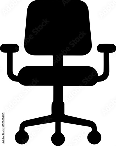 Office Chair Icon with Armrests and Wheels