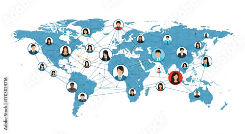 Global network connecting people across continents and cultures visualizing worldwide social connections and communication channels
