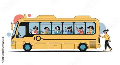 Immersive virtual reality experience on a futuristic school bus for young learners exploring new dimensions