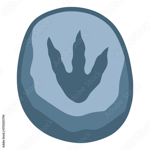 dinosaurs step on stone archeology ancient artifact flat color vector illustration template design
