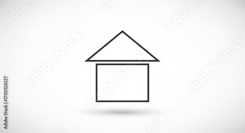 Simple house icon with a square base and triangular roof symbolizes home, real estate, or construction in a minimalist style