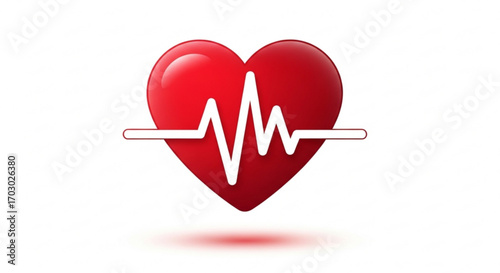 Heart with heartbeat line, symbolizing health, love, and vitality, perfect for medical or wellness related projects