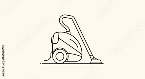 Vacuum cleaner illustration, a simple line drawing of a common household appliance for cleaning floors