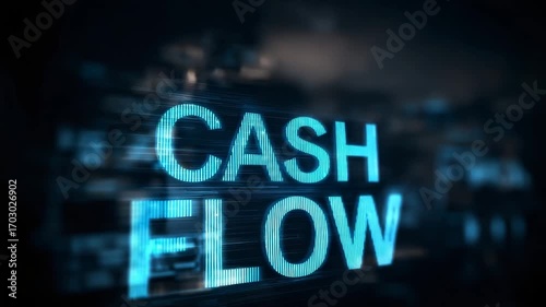 Glowing Cash Flow Text with Blurred Background Motion Graphic