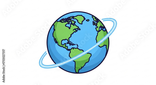 Illustration of the earth with a ring around it, representing global communication and worldwide connectivity